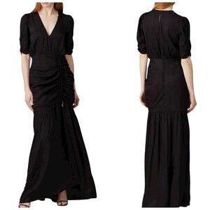 AFRM Nile Gown Black Snakeskin Print Maxi Dress Medium Ruched Side